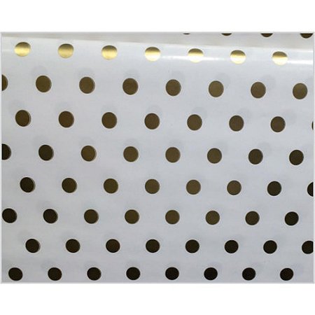 Papel Presente Bobina Couche 40CM.MOD.336 Bolinhas Ouro