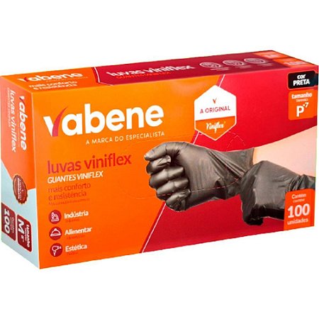 Luva Descartável Viniflex Preta C/100 P