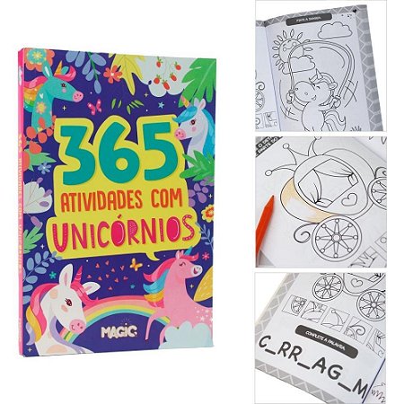 Livro Infantil Colorir 365 Atividades Unicornios 288P