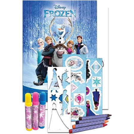 Livro Infantil Colorir Frozen Tubo C/ADES/GIZ/CANETIN