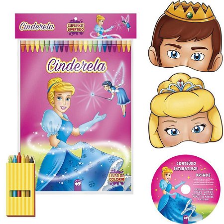 Livro Infantil Colorir Super KIT Cinderela C/GIZ