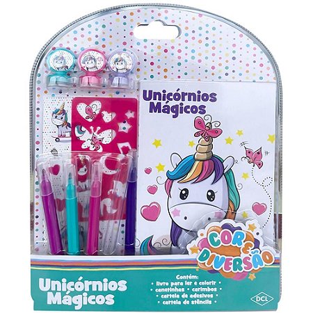 Livro Infantil Colorir Unicornios KIT COR e Diversao