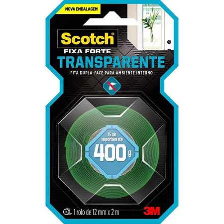Fita Fixa Forte Silicone TRANSP/VERDE 12MMX2M