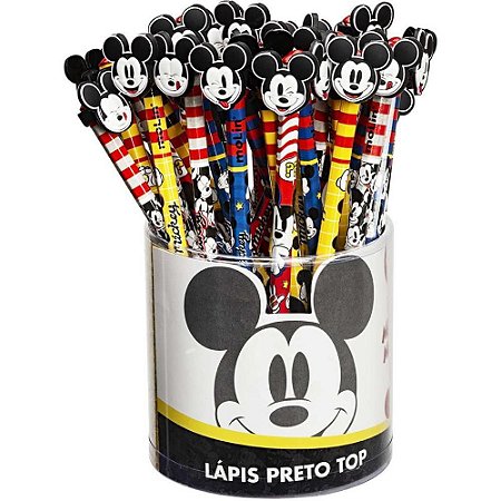 Lapis Preto Redondo Decorado Mickey C/ Borracha Ponteira