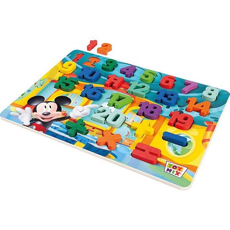 Brinquedo Pedagogico Madeira Mickey ENC. Numeros Divertidos