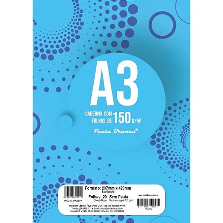 Bloco Tecnico sem Margem Desenho A3 ART PB 20F.BR 150G