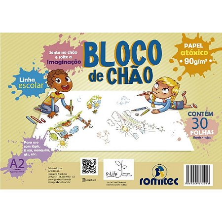 Bloco para Educacao Artistica Caderno Desenho de Chao A2 30F