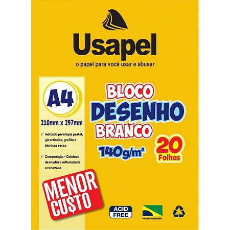 Bloco Tecnico sem Margem Usapel Desenho A4 140G 20FL BR