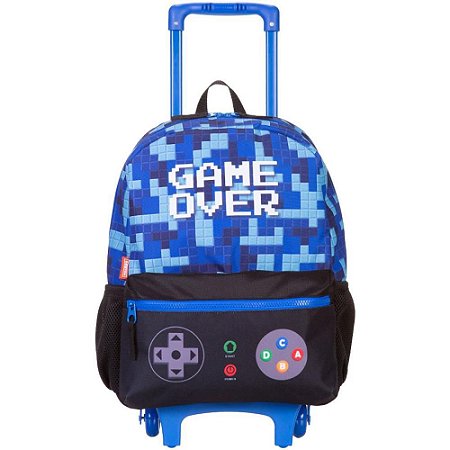 Mochila Infantil com Rodinha Game PLUS G Azul 49CM