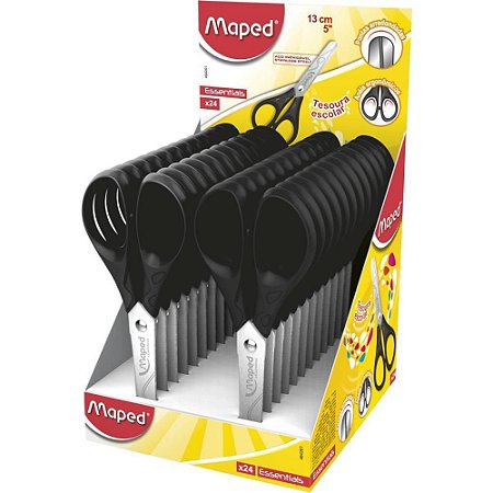 Tesoura Escolar Essentials Preta 13CM