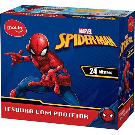 Tesoura Escolar Decorada SPIDER-MAN C/PROTETOR 13CM (S)