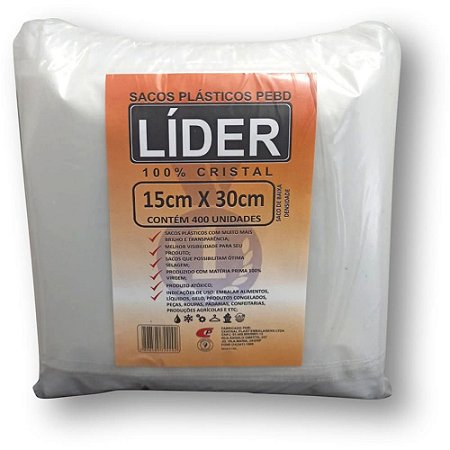 Saco Plastico 15X30X0,06 Saco PEBD 600MM PCTE C/400