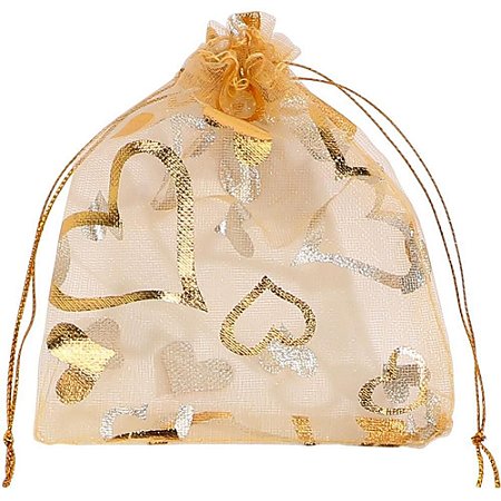Saco de Organza Estampado Dourado 08X10CM