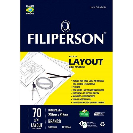 Bloco Tecnico com Margem LAY-OUT A-4 63G.50FLS.BRANCO