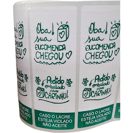 Etiqueta Adesiva Lacre OBA Sua ENCOMENDA100X35