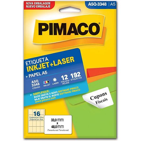 Etiqueta A5 A5Q-3348 12 FLS 33,0 X 48,0 MM