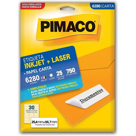 Etiqueta Carta 6280 25 FLS 25,4 X 66,7 MM