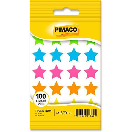 Etiqueta Lisa com Formas Estrela TP-18  Neon SORT.