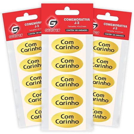 Etiqueta para Presente com Carinho OVAL Dourado