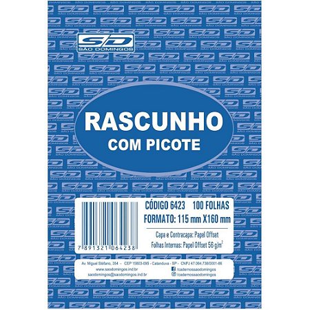 Bloco para Rascunho C/PICOTE e Grampo 100F.115X160 (17891321100551) PCTE C/20