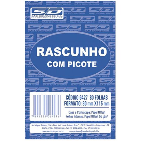 Bloco para Rascunho C/PICOTE e Grampo 80F.80X11,5