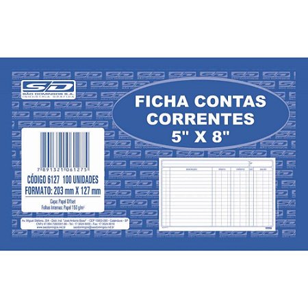Ficha Conta Corrente 5X8 12,7X20,3CM