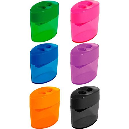 Apontador com Deposito 2 Furos Leo e Leo OVAL ROSA/ROXO