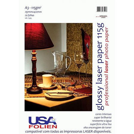 Papel Fotografico Laser A3 GLOSSY Paper 115G