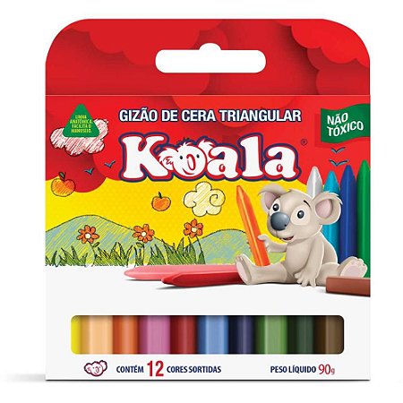 Giz de Cera Gizao 12 Cores Koala Triangular