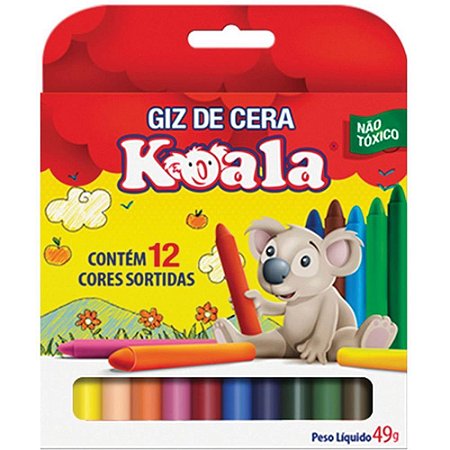 Giz de Cera Fino 12 Cores Koala