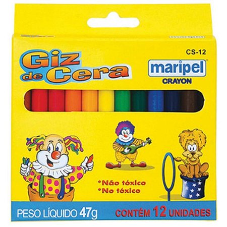 Giz de Cera Fino 12 Cores (7897731199317)
