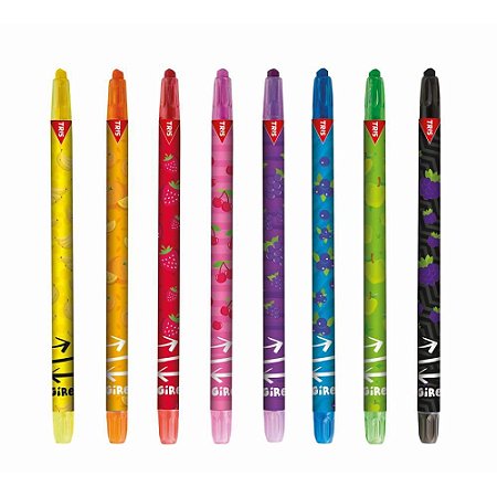 Giz de Cera Fino Retratil  Fruits 8 Cores
