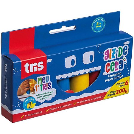 Giz de Cera Gizao TRIS Super Jumbo 6 Cores