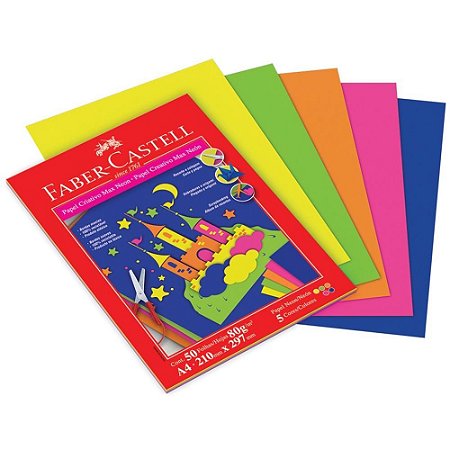 Bloco para Educacao Artistica Criativo A4 80G 5COR. Neon 50F