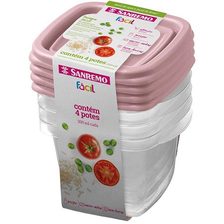 Pote Plastico CONJ. 4 Potes Facil 200ML. (S)