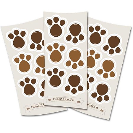 Etiqueta para Pascoa Adesivo Patinhas Marrom C/18