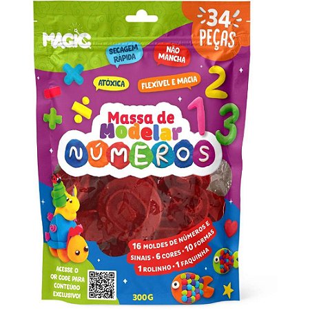 Massa para Modelar Criativa Numeros 300G 34PCS C/MOLDES