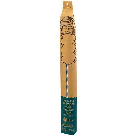 Vareta para Doce Algodao DOCE34,5X6MM AZ/BC PAP