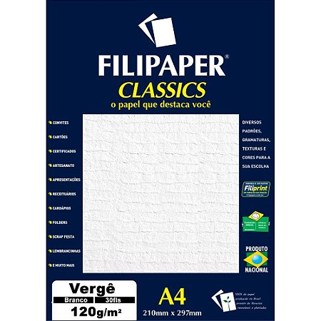 Papel A4 Verge Branco 120G. (7891634318691)