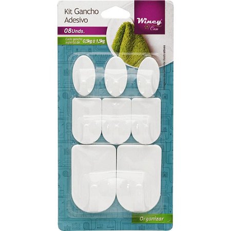 Gancho Plastico KIT Parede P M P 8PCS