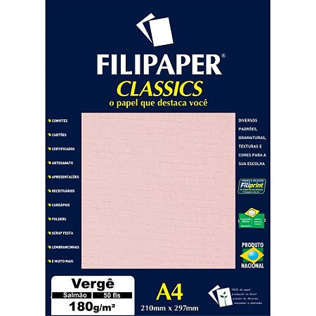 Papel A4 Verge Salmao 180G.