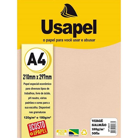 Papel A4 Verge Usapel Salmao 180G.