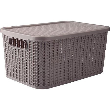 Caixa Plastica Multiuso Trama BOX Cinza 8L