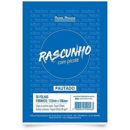 Bloco para Rascunho C/PICOTE C/PAUTA 112X156MM 50F