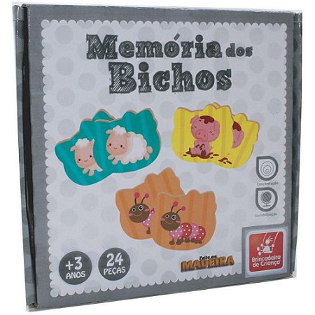 Jogo da Memoria Animais em Madeira