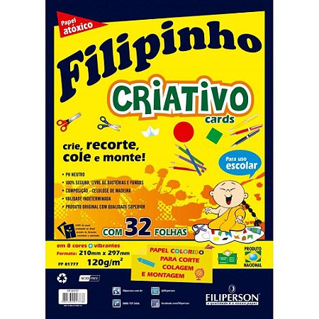 Bloco para Educacao Artistica FILIPIN.CRIAT.8COR.A4.120G.32F