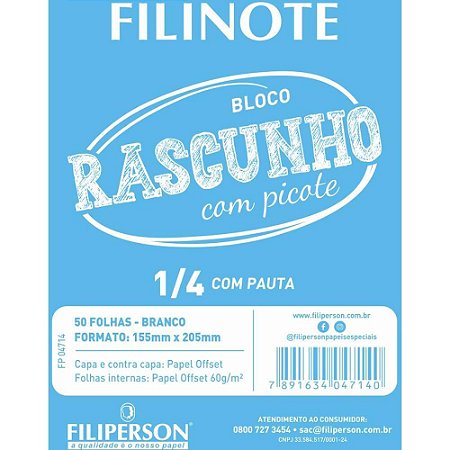 Bloco para Rascunho C/PICOTE C/PAUTA 155X205 50FL
