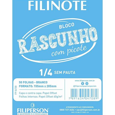 Bloco para Rascunho C/PICOTE S/PAUTA 155X205 50FL