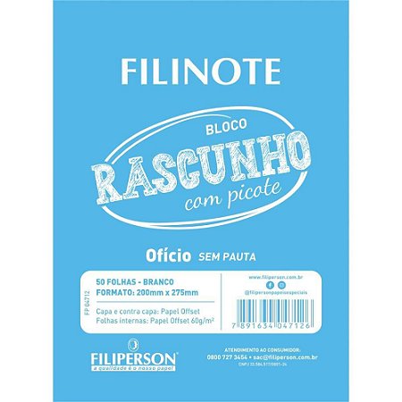 Bloco para Rascunho C/PICOTE S/PAUTA 200X275 50FL