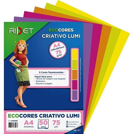 Bloco para Educacao Artistica Lumi A4 5 Cores 75G 50FLS